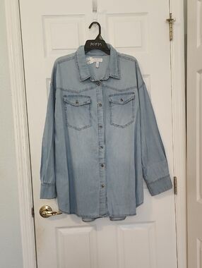 Light Wash Denim Button-Down Shirt